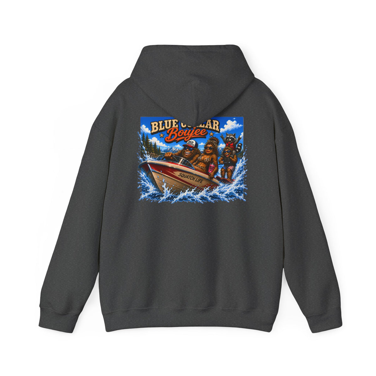 Blue Collar Boujee Boating Hoodie, Sasquatch Boat Sweatshirt, Unisex Gildan 18500 Hoodie, Lake Life Gift for Men