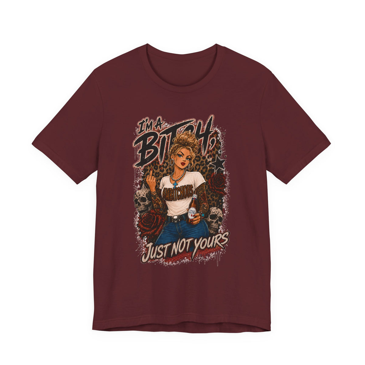 I'm a Bitch Just Not Yours tee | Retro Pinup Skull Graphic Shirt