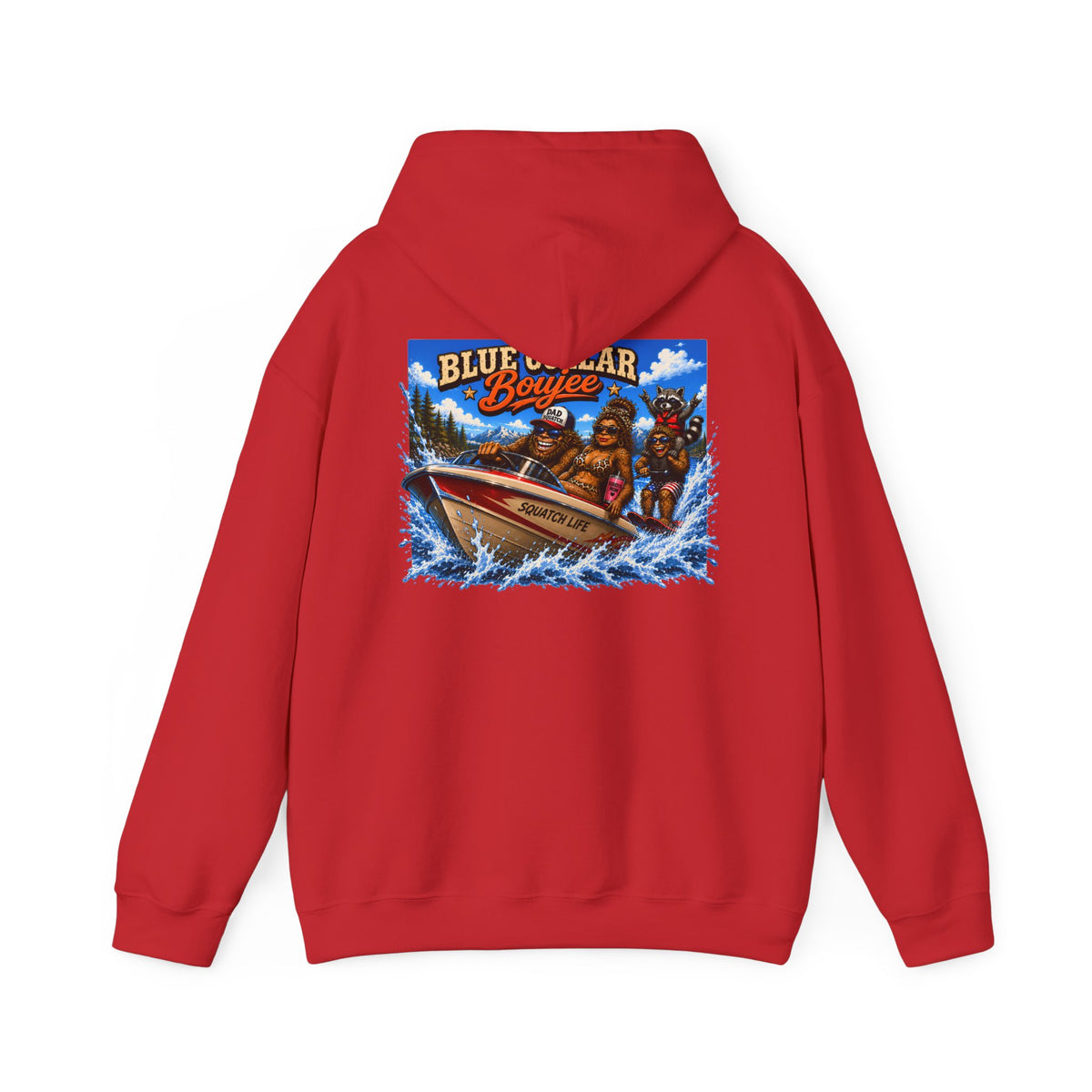 Blue Collar Boujee Boating Hoodie, Sasquatch Boat Sweatshirt, Unisex Gildan 18500 Hoodie, Lake Life Gift for Men