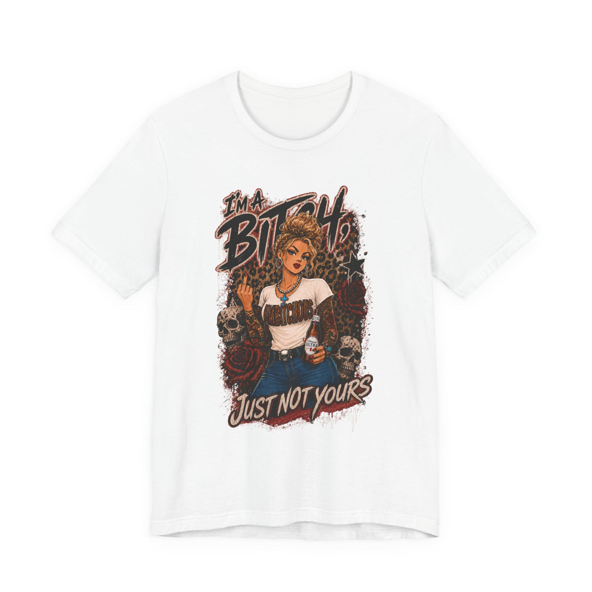 I'm a Bitch Just Not Yours tee | Retro Pinup Skull Graphic Shirt
