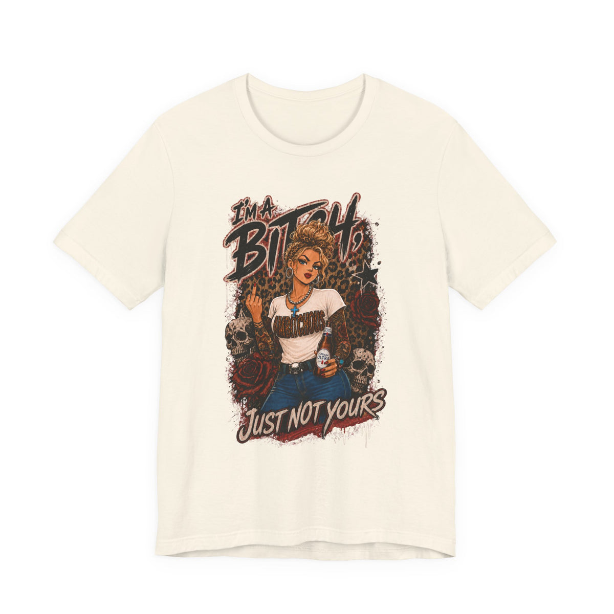 I'm a Bitch Just Not Yours tee | Retro Pinup Skull Graphic Shirt