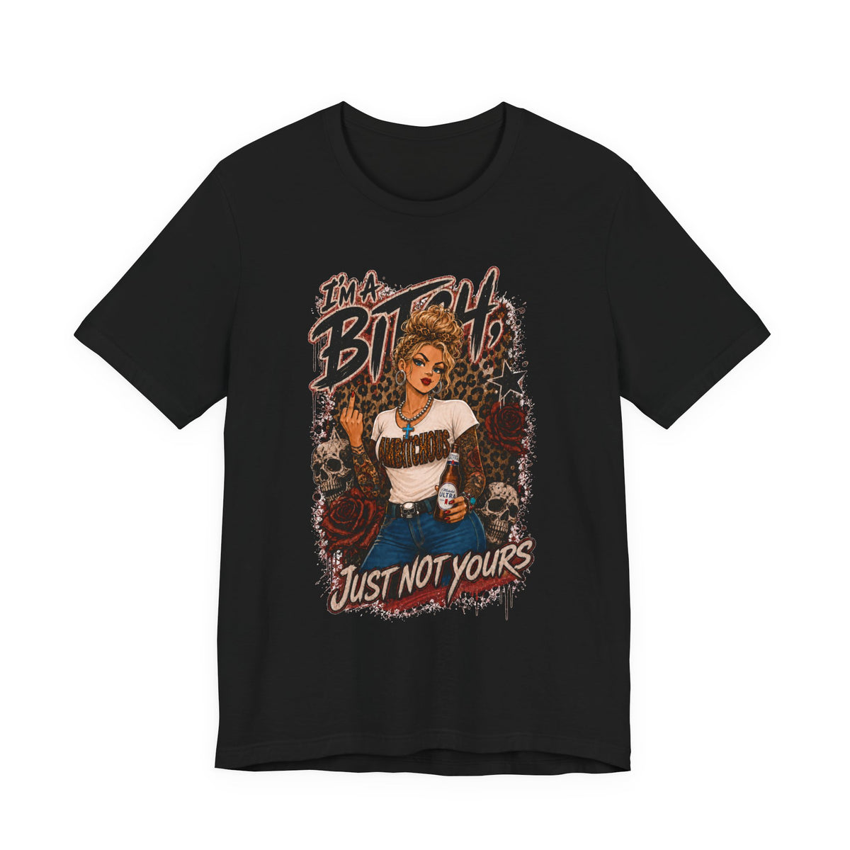 I'm a Bitch Just Not Yours tee | Retro Pinup Skull Graphic Shirt