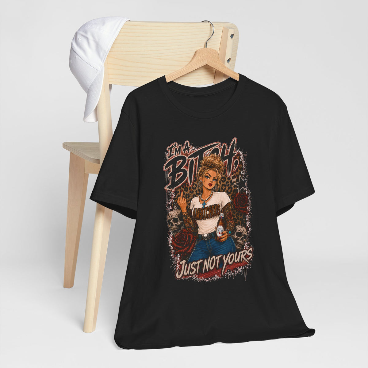 I'm a Bitch Just Not Yours tee | Retro Pinup Skull Graphic Shirt
