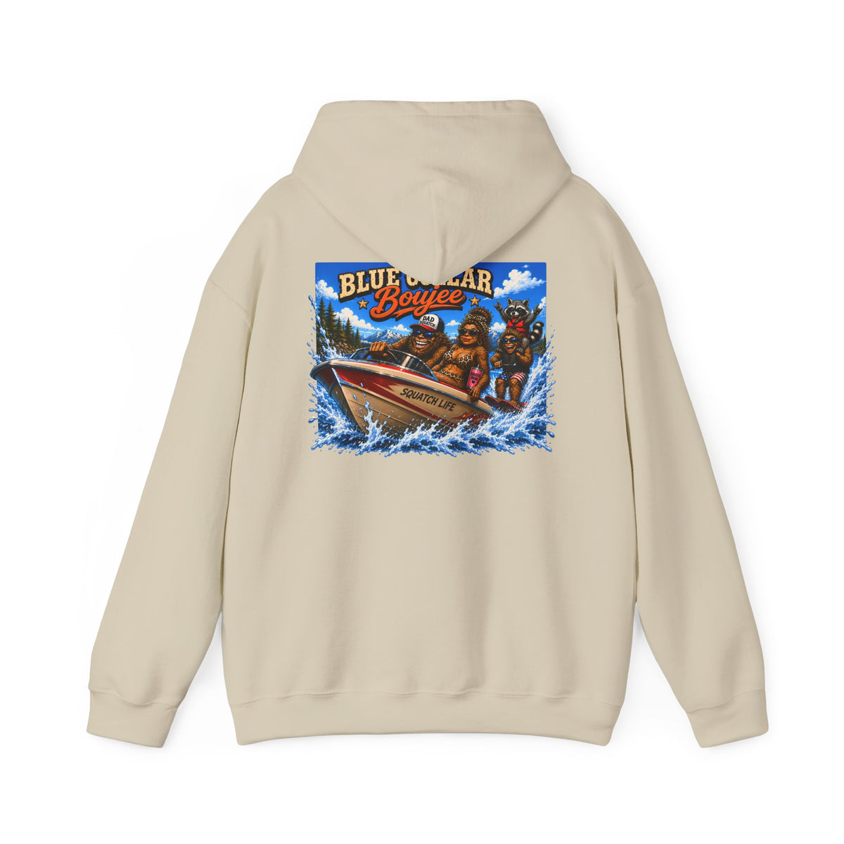 Blue Collar Boujee Boating Hoodie, Sasquatch Boat Sweatshirt, Unisex Gildan 18500 Hoodie, Lake Life Gift for Men
