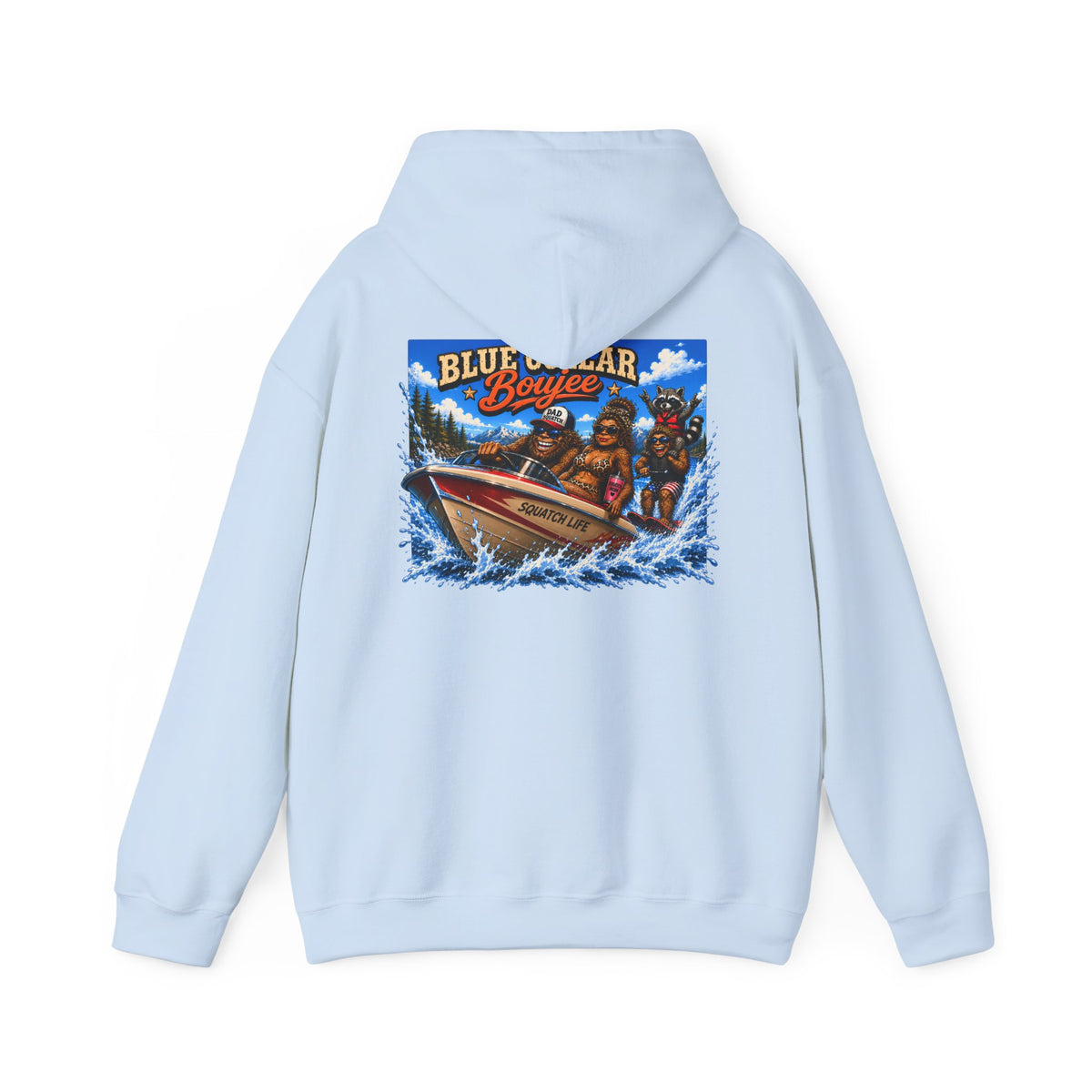 Blue Collar Boujee Boating Hoodie, Sasquatch Boat Sweatshirt, Unisex Gildan 18500 Hoodie, Lake Life Gift for Men