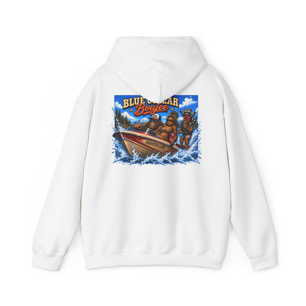 Blue Collar Boujee Boating Hoodie, Sasquatch Boat Sweatshirt, Unisex Gildan 18500 Hoodie, Lake Life Gift for Men