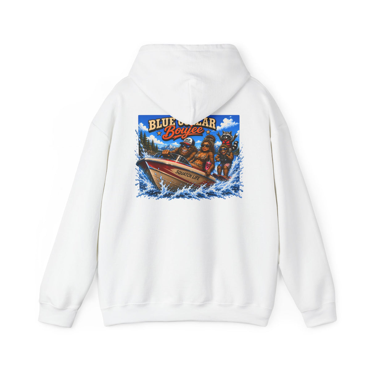 Blue Collar Boujee Boating Hoodie, Sasquatch Boat Sweatshirt, Unisex Gildan 18500 Hoodie, Lake Life Gift for Men